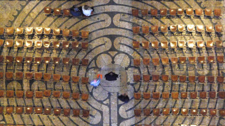 Labyrinth from above with chairs on by photographer Jill K H Geoffrion