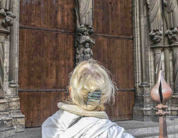 Contemplating Jesus, Le Beau Dieu at Chartres Cathedral by photographer Jill K H Geoffrion