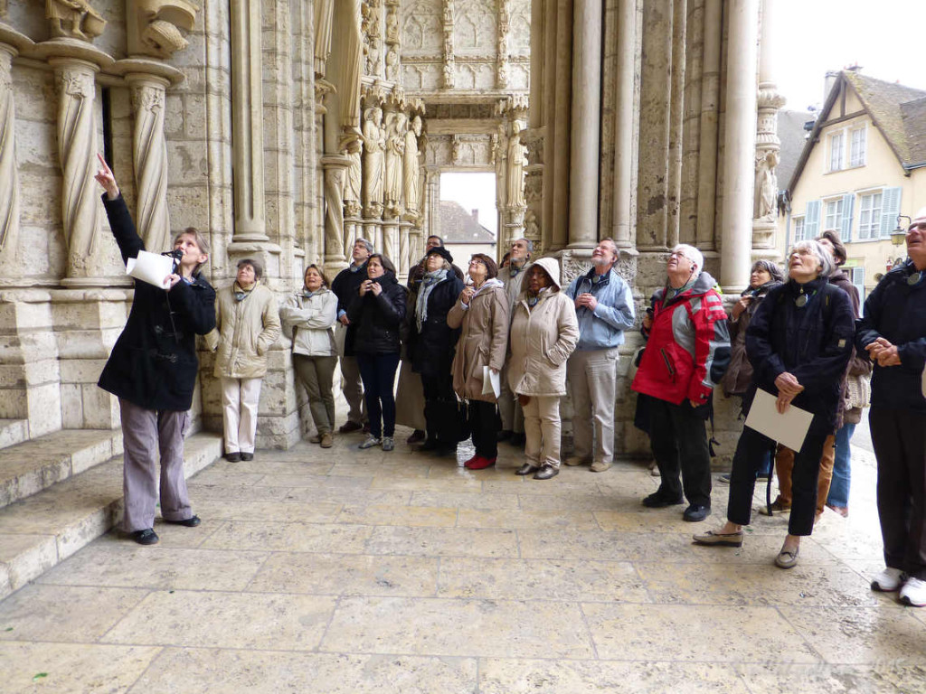 North Porch, Group visiting at Chartres Cathedral by photographer Jill K H Geoffrion