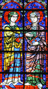 The Visitation: Apsidal 13th century stained glassat Chartres Cathedral by photographer Jill K H Geoffrion