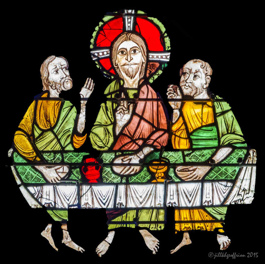 Jesus at table, Emmaus at Chartres Cathedral by photographer Jill K H Geoffrion
