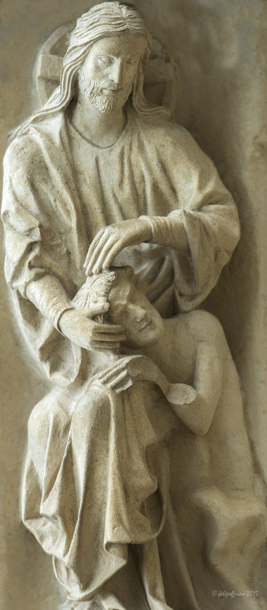 God creating humanity, thirteenth century sculpture