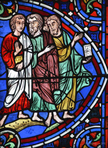 Three disciples walk in the Apostles Window by photographer Jill K H Geoffrion