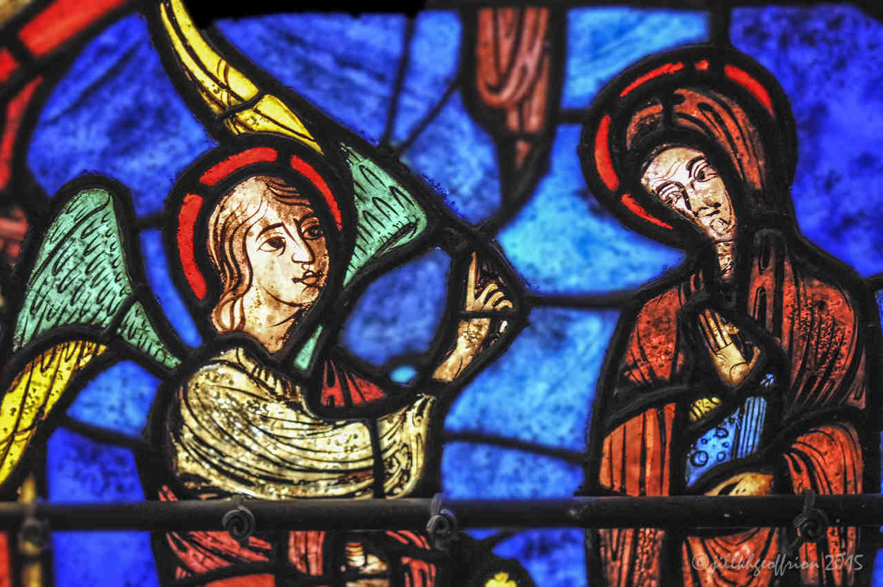 The Annunciation in the Life of Mary Window at Chartres Cathedral by photographer Jill K H Geoffrion