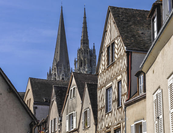 Chartres seen from the river by photographer Jill K H Geoffrion