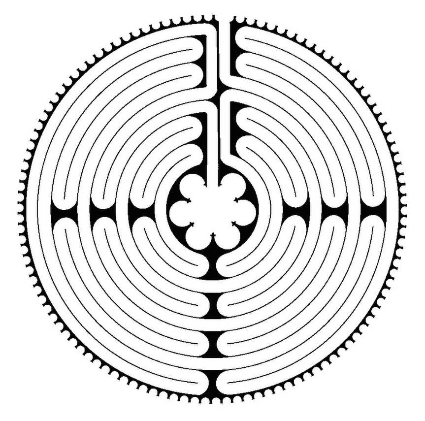 Diagram of the Chartres labyrinth drawn by Warren Lynn
