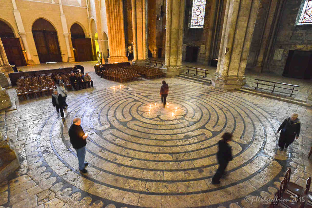After-hours labyrinth walk in the Chartres Cathedral by photographer Jill K H Geoffrion