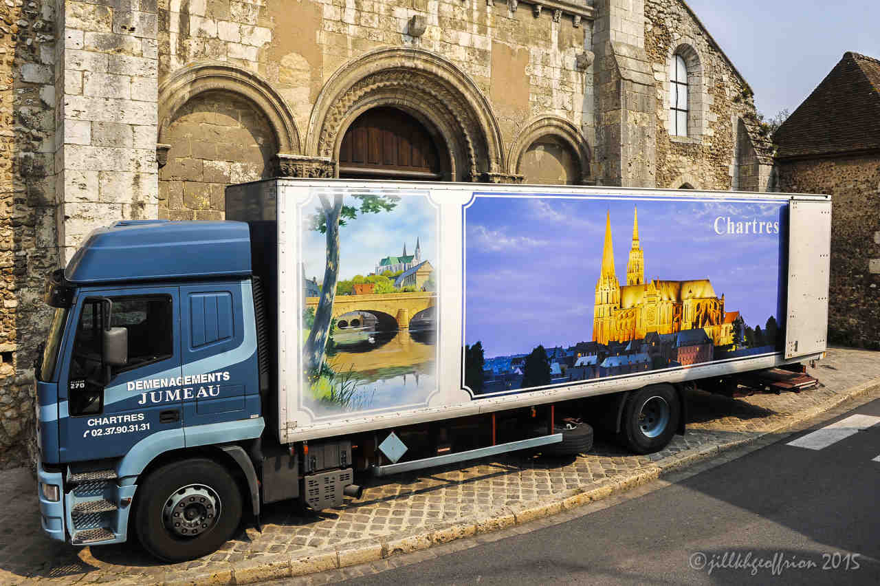 Moving Van with an image of the cathedral in Chartres by photographer Jill K H Geoffrion