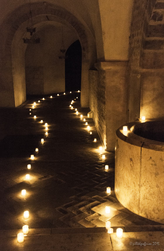 Pathway of light through the Crypt of Chartres Cathedral by photographer Jill K H Geoffrion