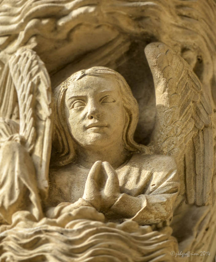 Angel Praying during Creation, North Porchat Chartres Cathedral by photographer Jill K H Geoffrion