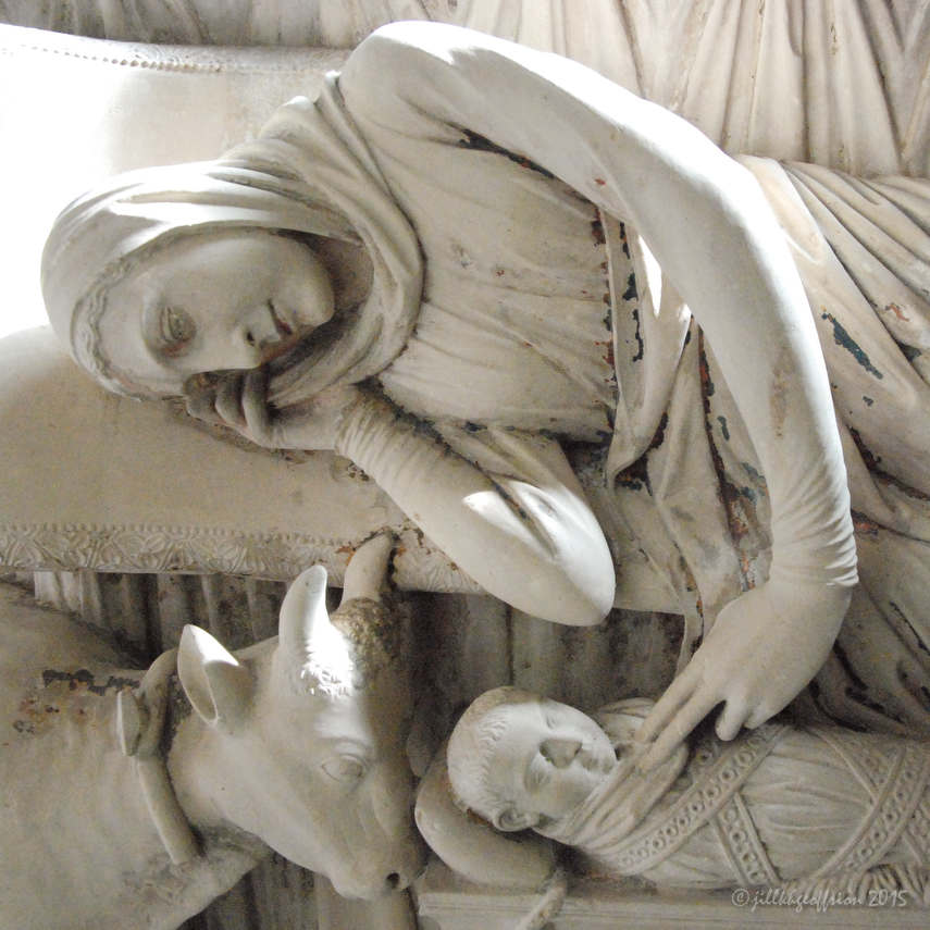 Closeup of Mary and Jesus, Rood Screen at Chartres Cathedral by photographer Jill K H Geoffrion