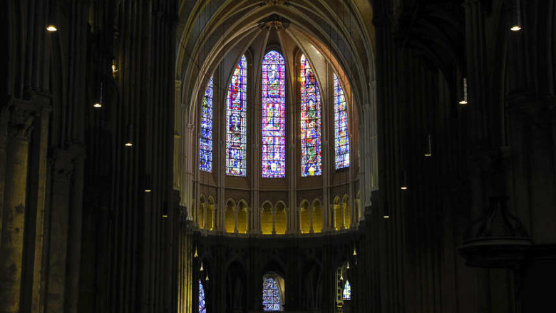 Looking east inside the Chartres Cathedral