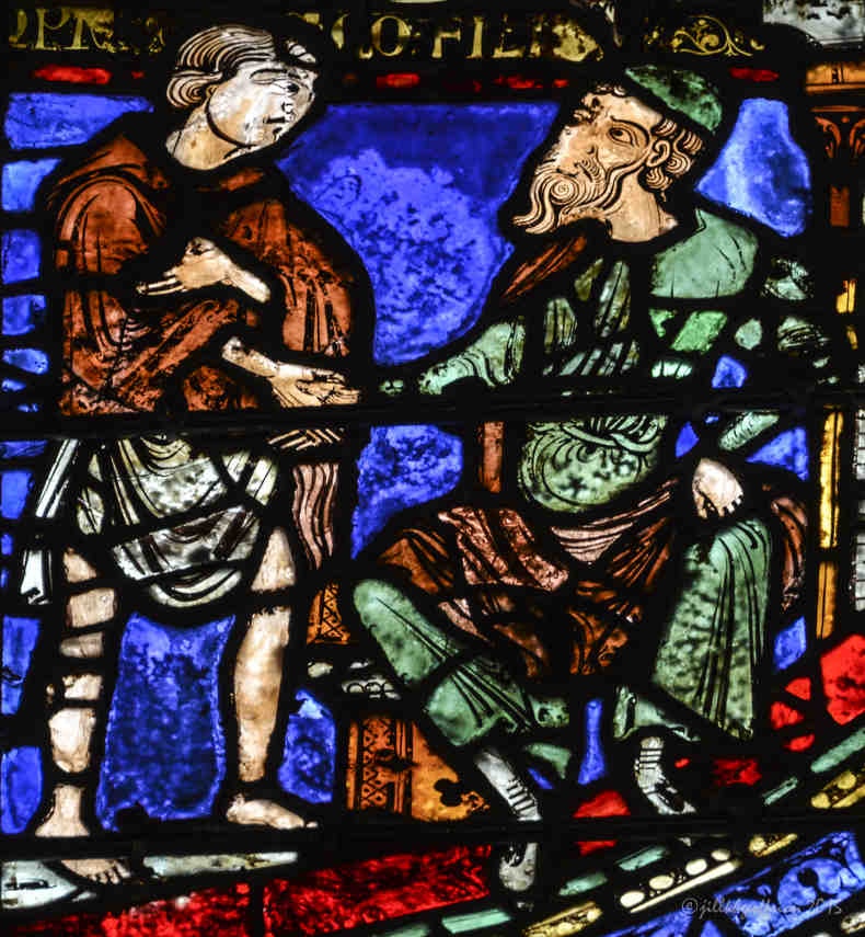 Prodigal son hiring himself out at Chartres Cathedral by photographer Jill K H Geoffrion