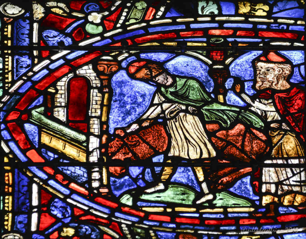 Killing the fatted calf,Prodigal Window at Chartres Cathedral by photographer Jill K H Geoffrion