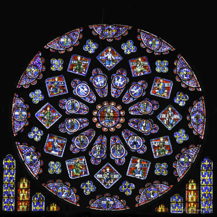 North Rose Window at the Chartres Cathedral by photographer Jill K H Geoffrion
