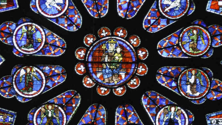 Center of South Rose Window, 13th century at Chartres Cathedral by photographer Jill K H Geoffrion