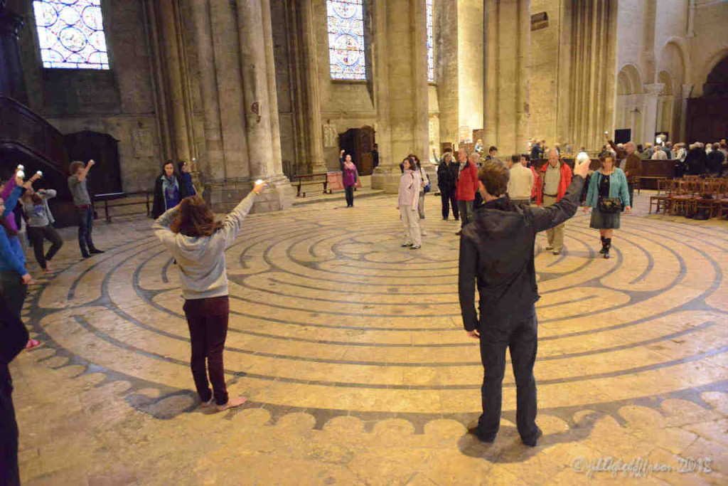 Group closing ritual at a Friday labyrinth walk by Jill K H Geoffrion