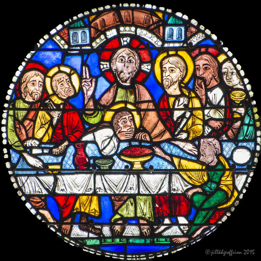 The Last Supper in the Passion and Resurrection Window at Chartres Cathedral by photographer Jill K H Geoffrion