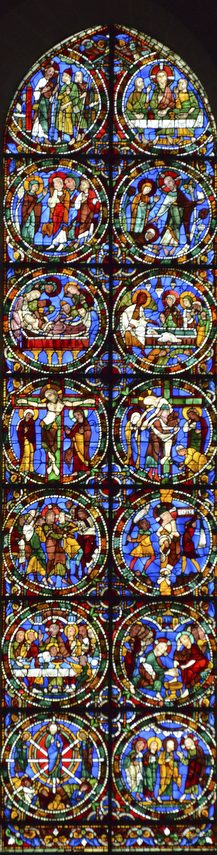 The Passion and Resurrection window at Chartres Cathedral by photographer Jill K H Geoffrion