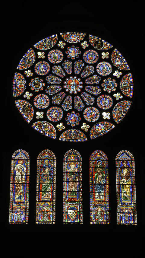 South rose and lancet windows at Chartres Cathedral by Jill K H Geoffrion, photographer