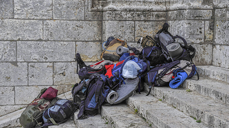 Backpacks of Pilgrims at Chartres by Jill K H Geoffrion