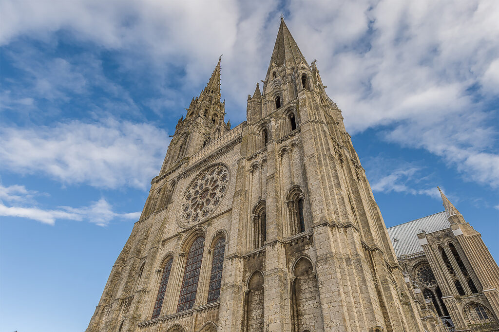 Chartres Cathedral with dusting of snow by photographer Jill K H Geoffrion