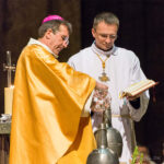 Bishop blessing the oils, Chartres Cathedral by Jill Geoffrion