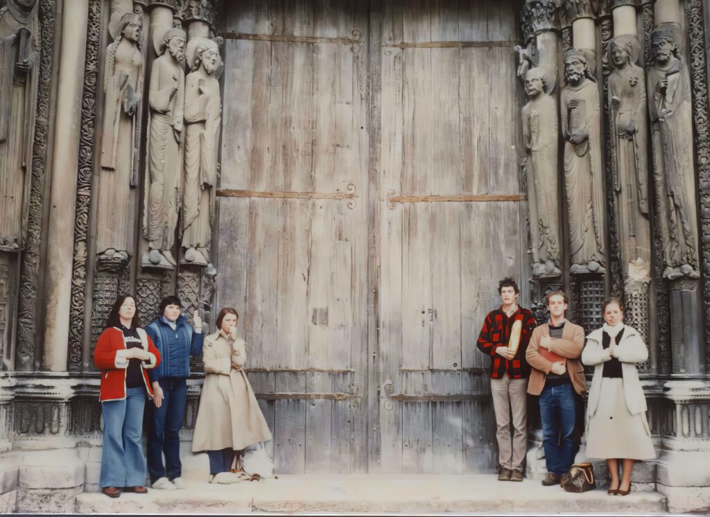 Student group visiting Chartres Cathedral 1978